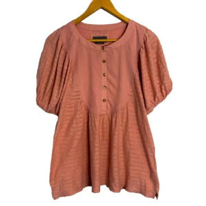 5/$25 
By Anthropologie  Pink S Tunic Puffed Sleeves Partial Button Closure